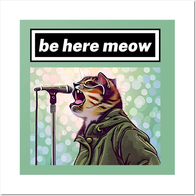 britpop cat  be here meow Wall Art by Darts Tees Emporium